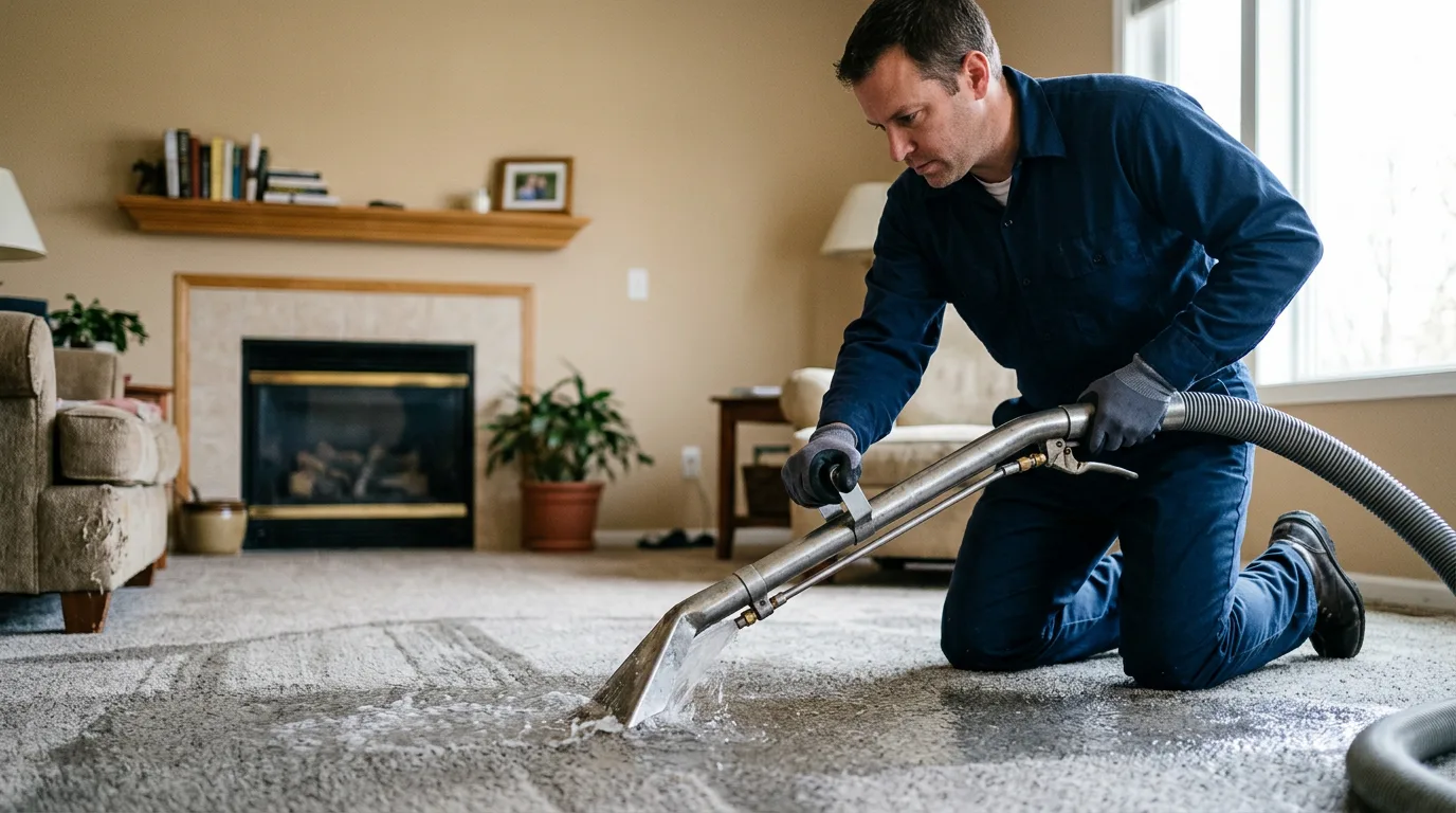 Water damage restoration technician working near Alfred Station, NY